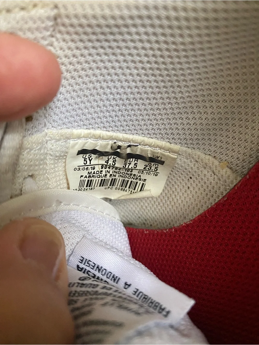 Nike Kids White Leather Sneakers with Red Swoosh